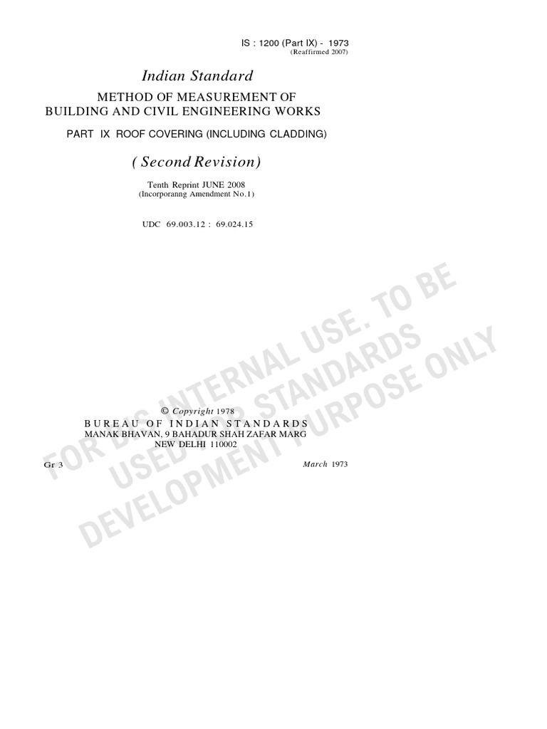 Is 1200 part 9 pdf screw roof
