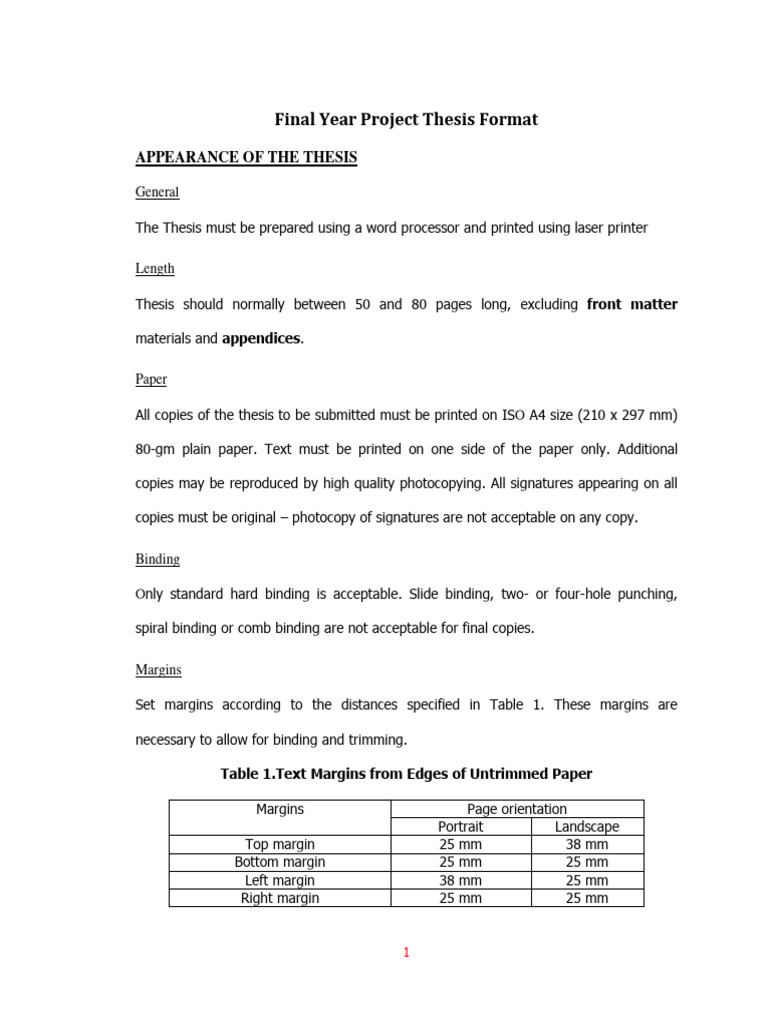 Final Year Thesis Formatting Guide | PDF | International System Of ...