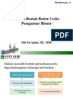 Pertemuan - 6 - Bentuk-Bentuk Badan Usaha Pengantar Bisnis