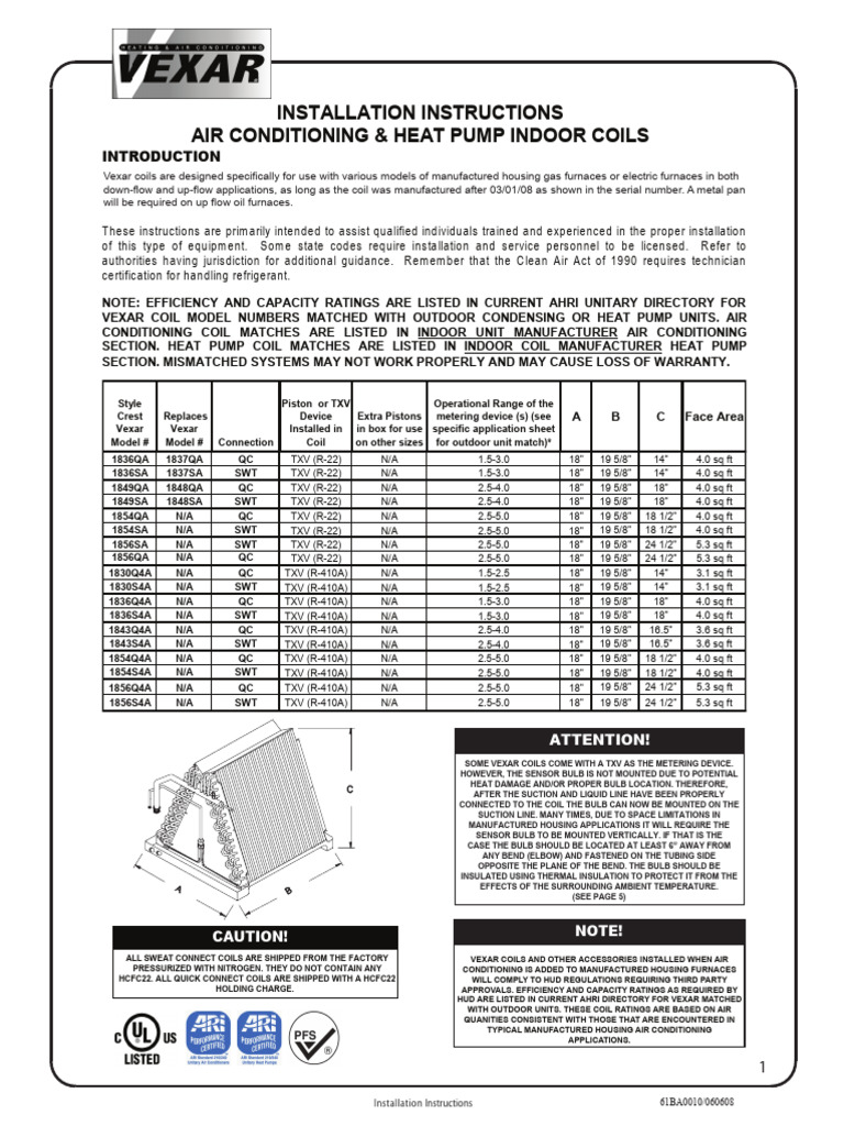 Vexar Coil Installation Instructions | PDF | Hydraulics | Building ...