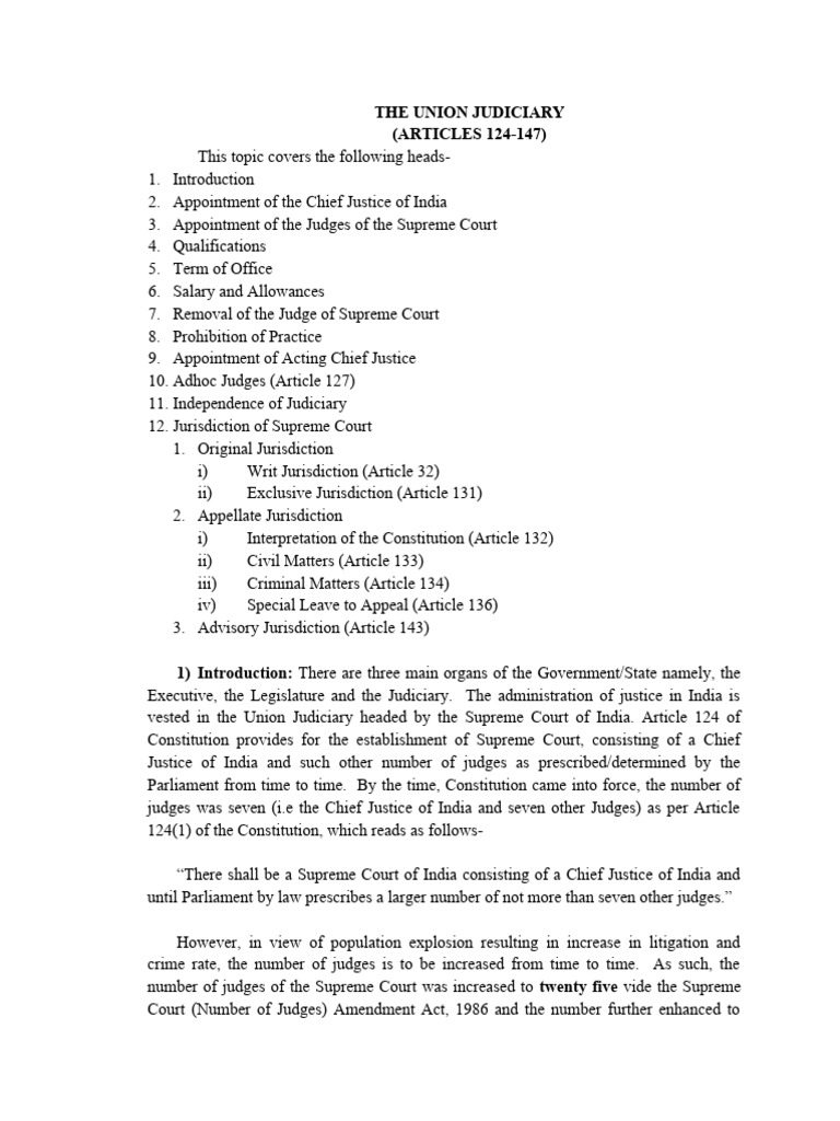 Overview of India's Union Judiciary | PDF | Supreme Court Of India ...