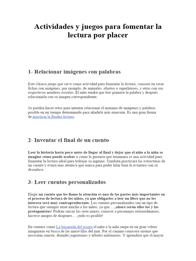 Actividades para Fomentar la Lectura | PDF | Las emociones