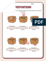 Pink Valentines Prepositions Worksheet