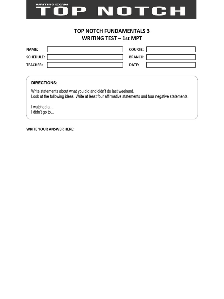 TNF 3 MPT Writing Test PDF
