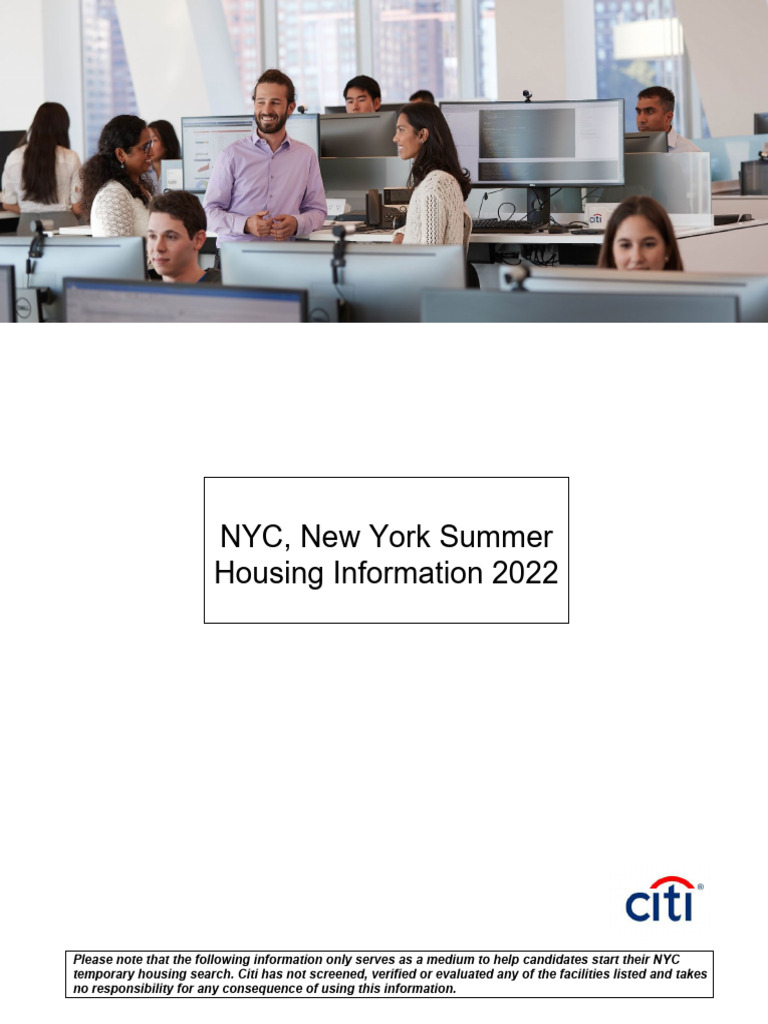 NYC Summer Housing Information 2022 PDF Roommate Renting