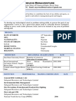 Bonaventure Current CV PDF Format