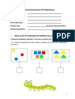 Evalaución Semestral I Semstre NT1 Matemáticas