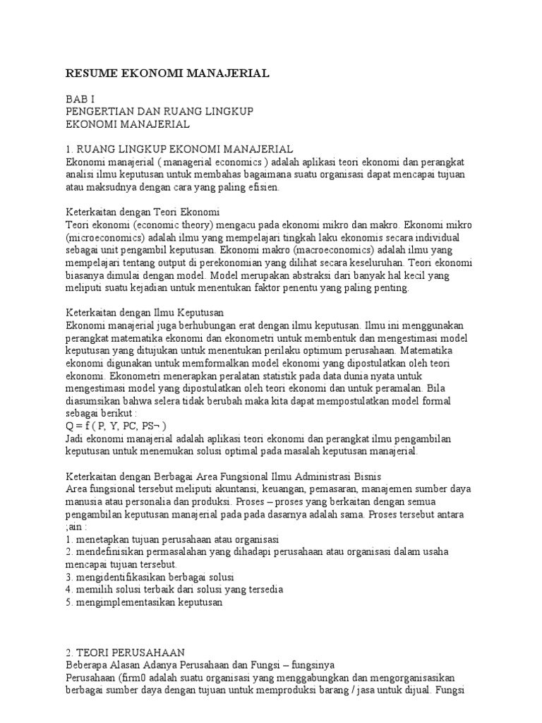 Resume Ekonomi Manajerial