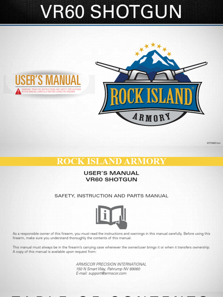 VR60 Shotgun User's Manual | PDF | Gun Barrel | Firearms