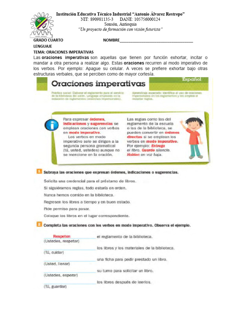 Ejemplos de Oraciones Imperativas | PDF | Verbo
