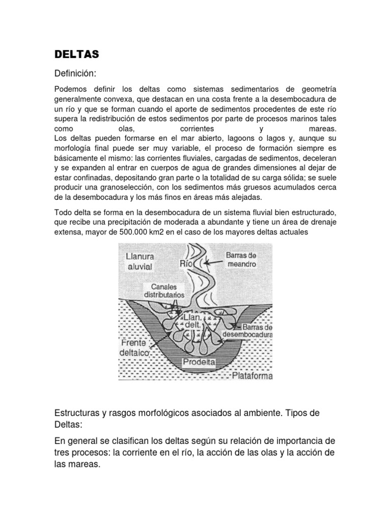 Tipos y formación de deltas fluviales | PDF | rio Delta | Costa