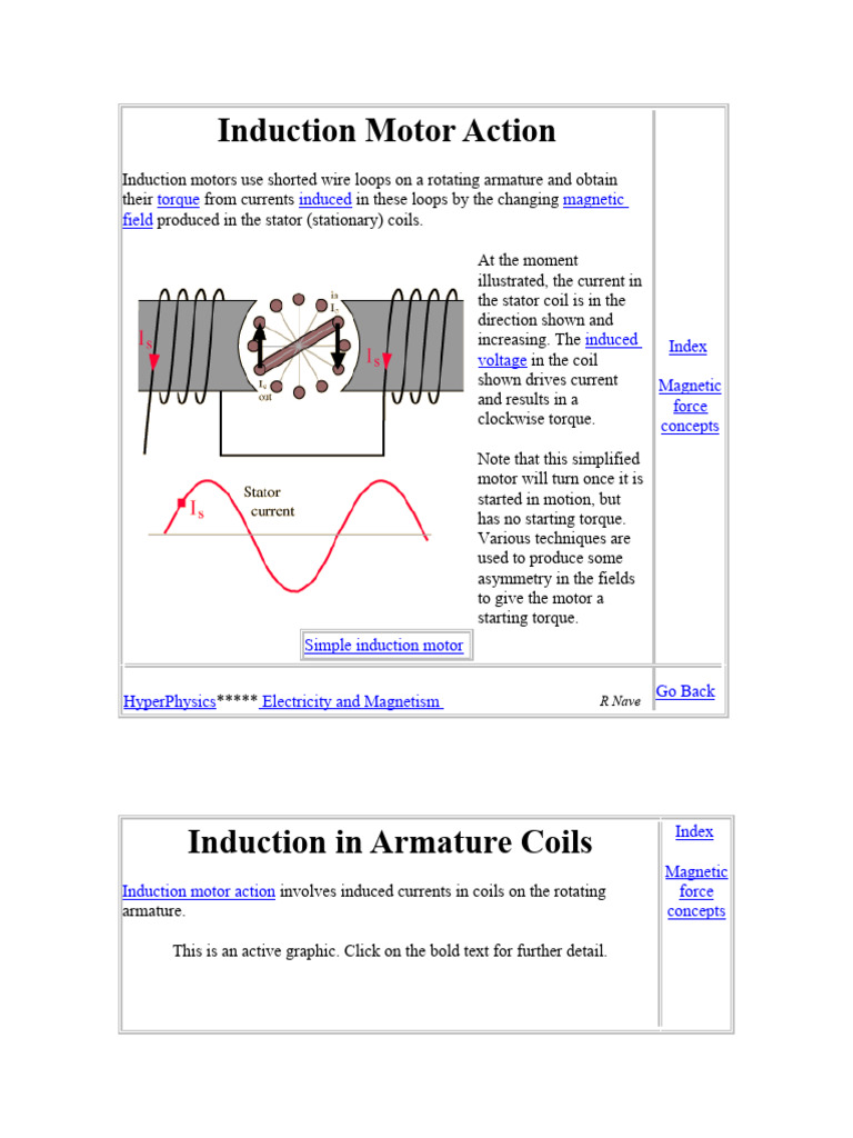 Induction Motor Action PDF Electric Motor Induction