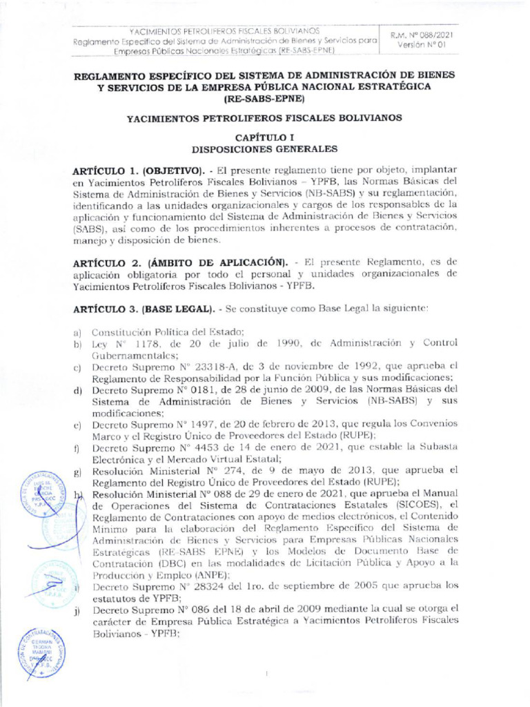 Reglamento - Re-Sabs-Epne-Ypfb | PDF | Industria energetica | Economias