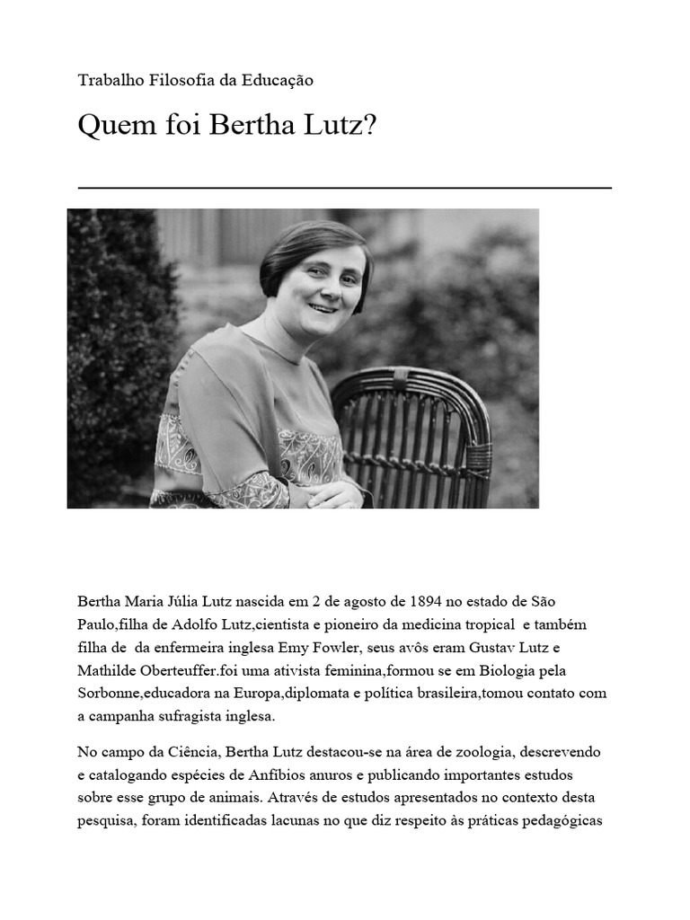 Quem Foi Bertha Lutz | PDF | Governo