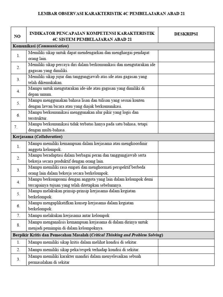 4c Pembelajaran Abad 21 Pdf