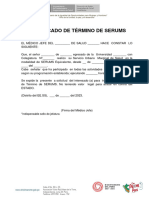 Modelo de Certificado de Termino de Serums y No Addeudar Bienes