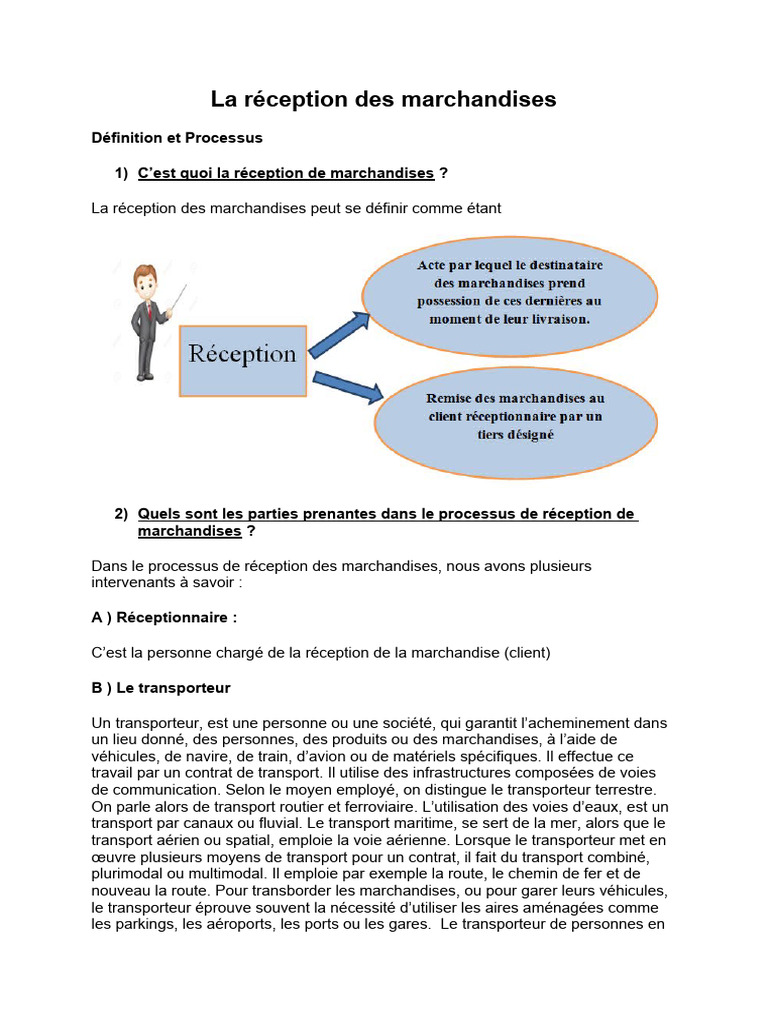 Réception des marchandises : Processus et acteurs | PDF | Transport
