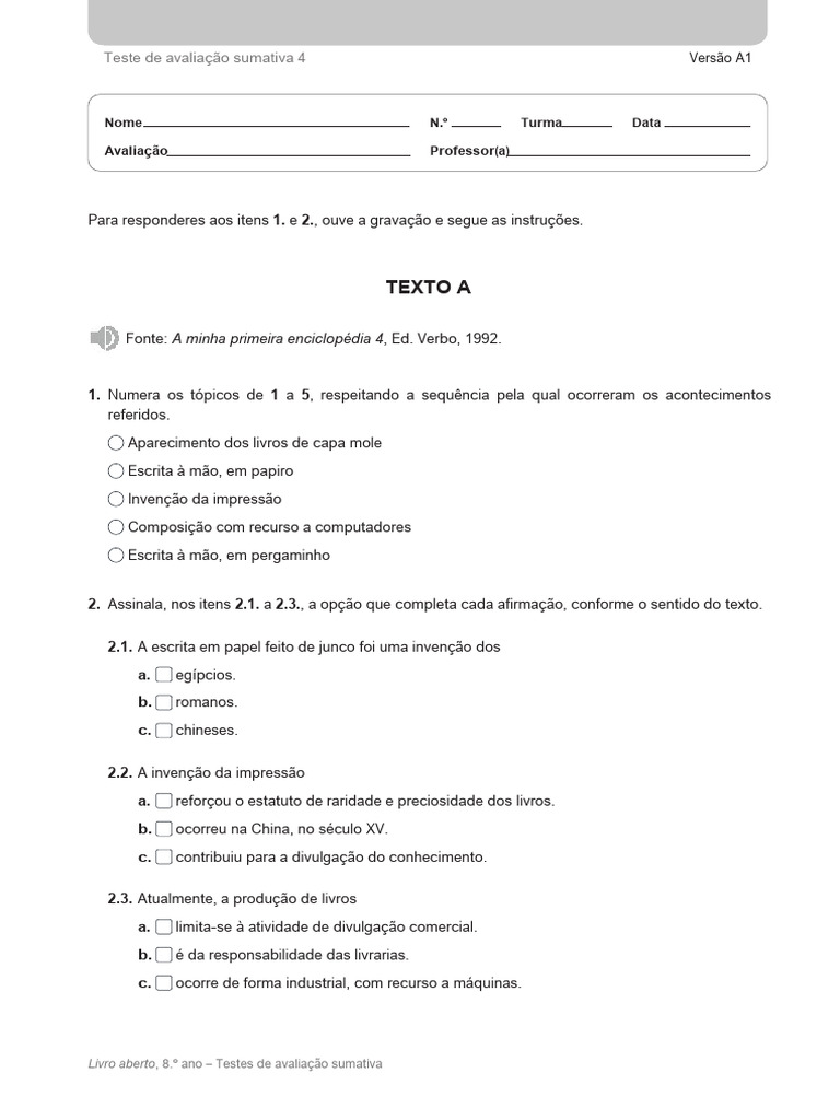 TESte 4 | PDF | Livros | Impressão