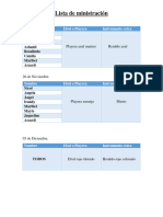 Lista de Ministracion