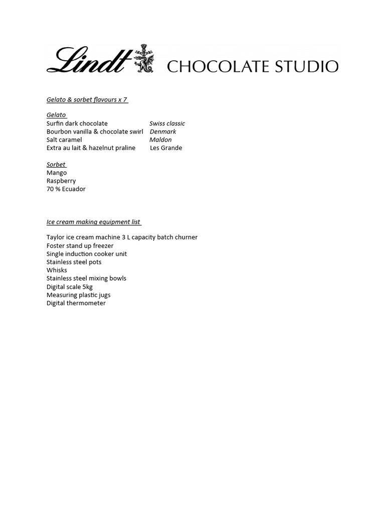 Ice Cream Making Equipment List PDF