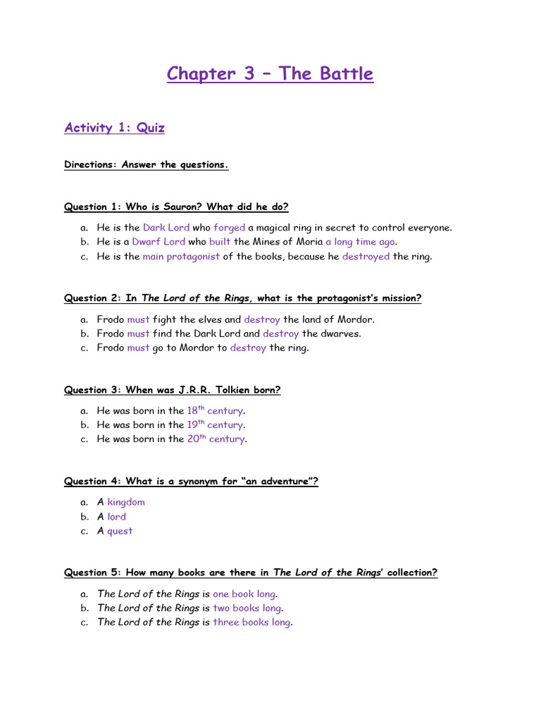Lord Of The Rings Chapter Summary Fellowship