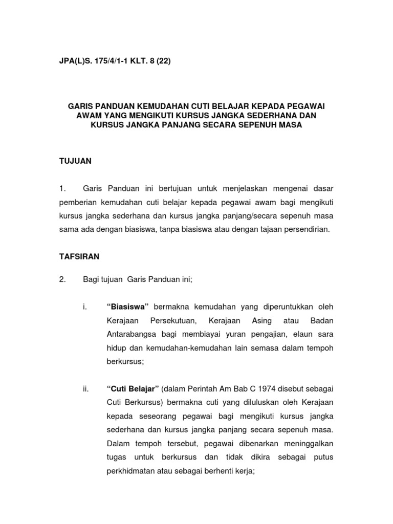 Kemudahan Cuti Belajar