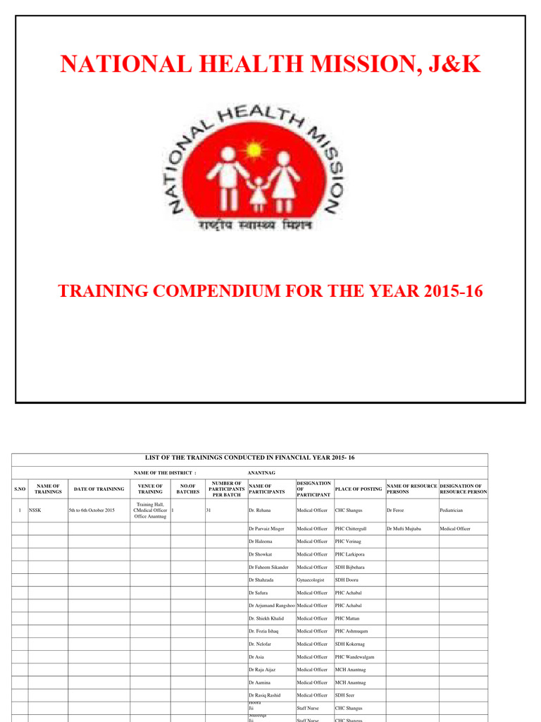 NHM J&K Training Compendium 2015-16 | PDF | Clinical Medicine | Medical ...