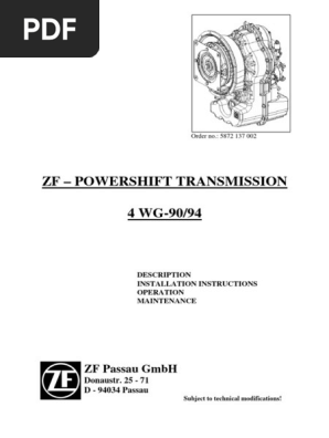 ZF 4 WG-90/94 Powershift Manual | PDF | Axle | Clutch