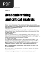 Academic Writing and Critical Analysis: Studying in Higher Education