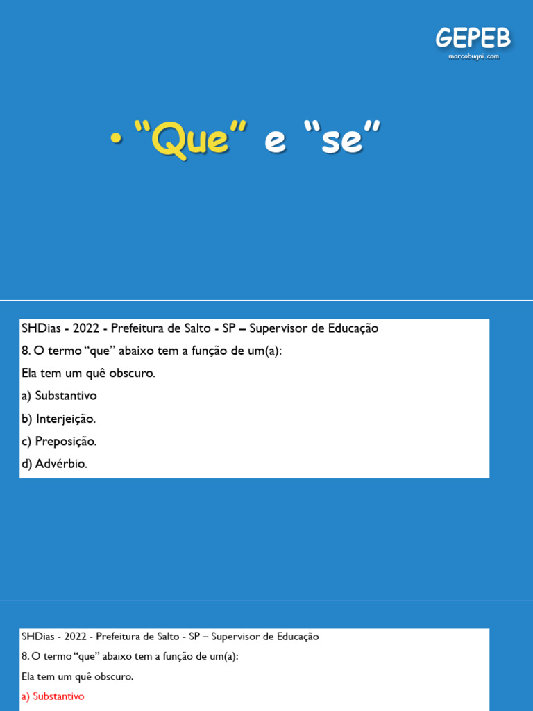 Funcoes Do Que E Do Se