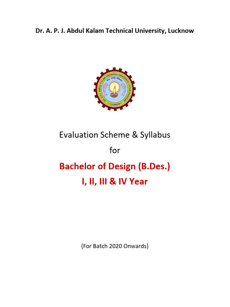 Evaluation Scheme & Syllabus, B.Des. AKTU 2020 Onwards | PDF | Color ...
