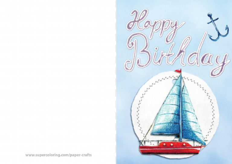 Happy Birthday Card With Sailing Boat Paper Craft | PDF