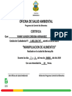 Certificado de Manipulacion de Alimentos para Editar