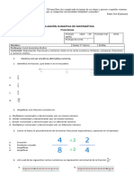 Evaluación de 5to Fracciones (Rectas Numericas, Comparacion y Fracciones Equivalentes)