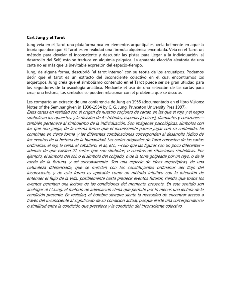 Carl Jung y El Tarot PDF Tarot Carl Jung