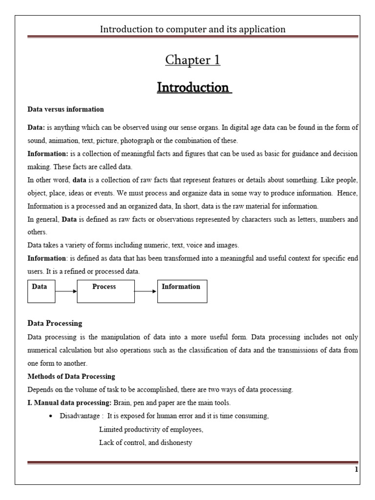 Introduction to computer and its application data processing pdf