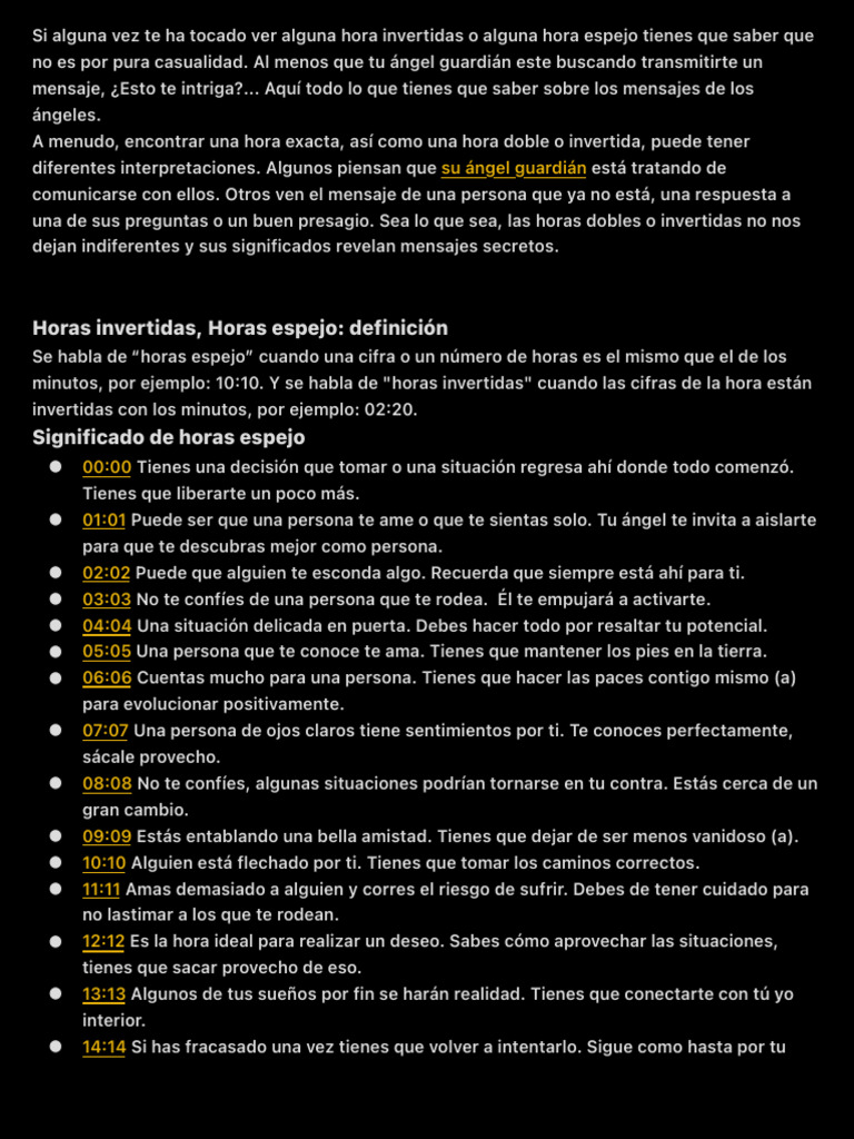 Significado de horas espejo e invertidas | PDF | Relaciones ...