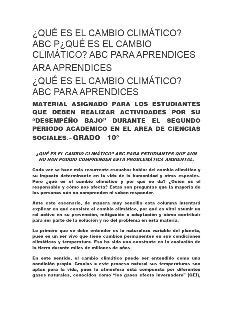 Qu es el cambio clim tico pdf gases de efecto invernadero cambio