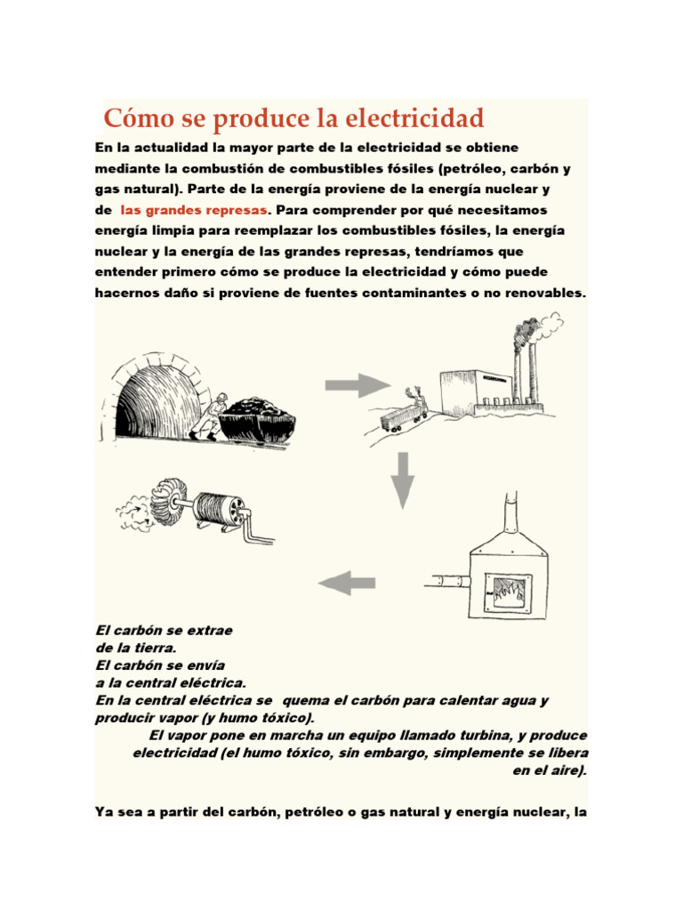 Cómo Se Produce La Electricidad | PDF | Combustibles fósiles | Energía