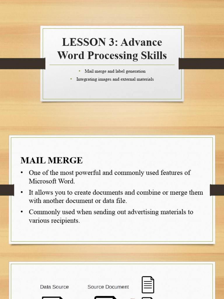 Lesson 3 Advance Word Processing Skills | PDF | Microsoft Word | Mail