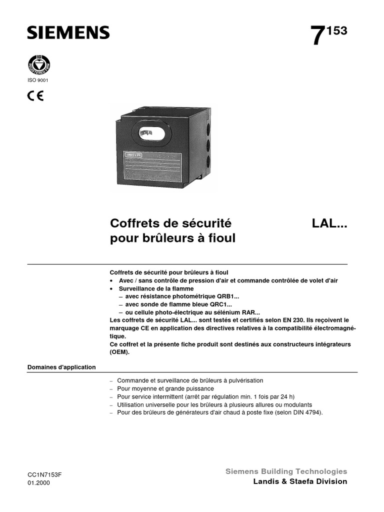Coffrets de sécurité LAL pour brûleurs | PDF | Compatibilité ...