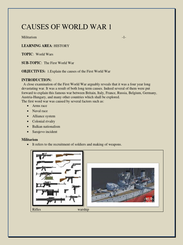 Causes of World War I Explained | PDF | Trench Warfare | World War I