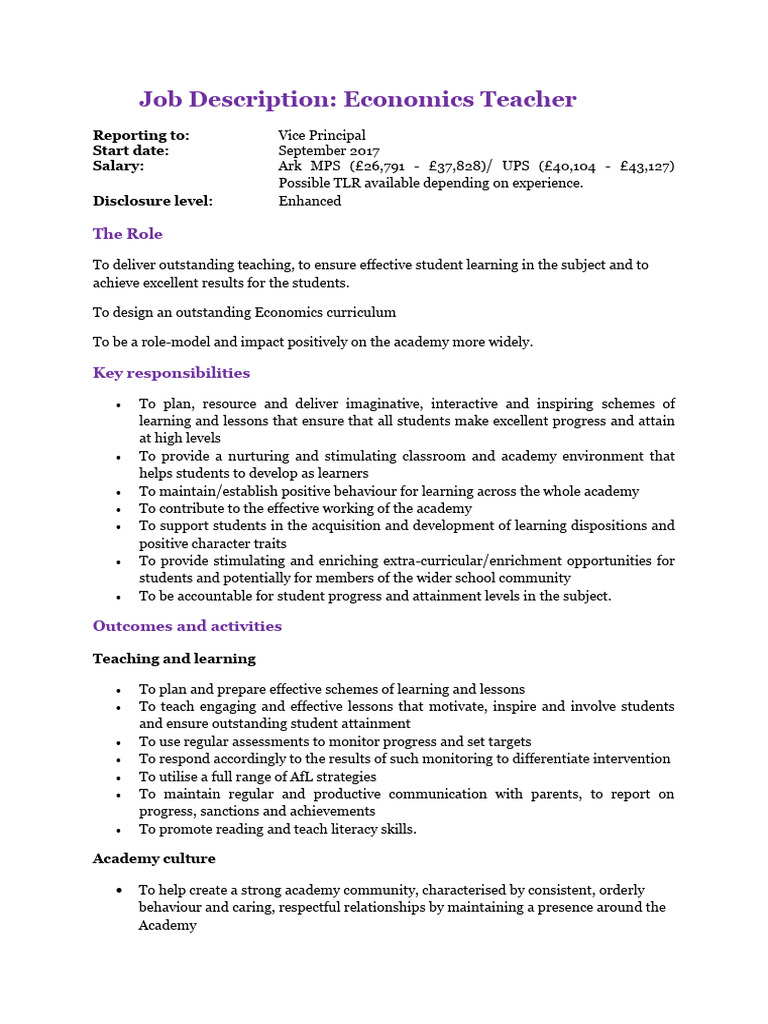 Job Spec PDF Teachers Motivation