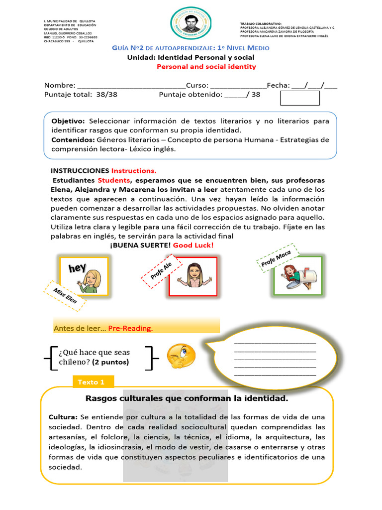 1º NM Letras Guía 2 XL | PDF | Comunicación humana