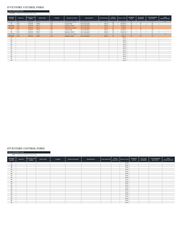 IC Inventory Control Form 11311 PDF Inventory Business Economics