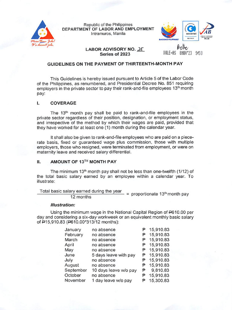 Thirteenth Month Pay Meaning