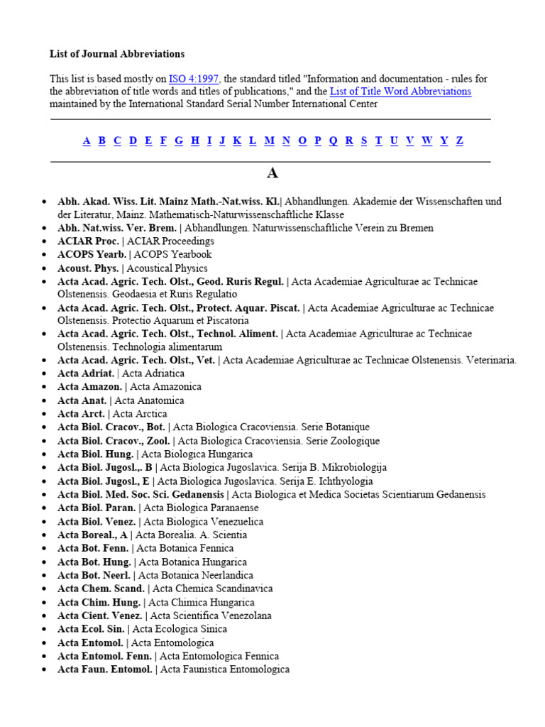 List of Journal Abbreviations Final PDF Fishery Earth Sciences