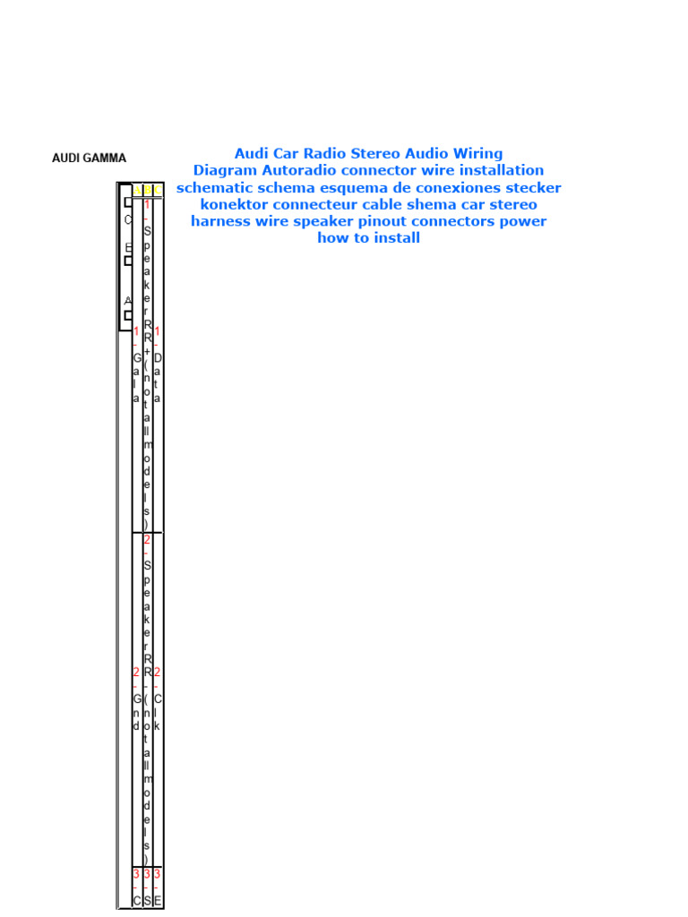 Audio Car Radio Stereo Wire Diagram | PDF | Microphone | Audi