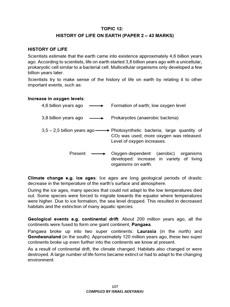 Grade 10 year note 2023 pdf fossil paleontology