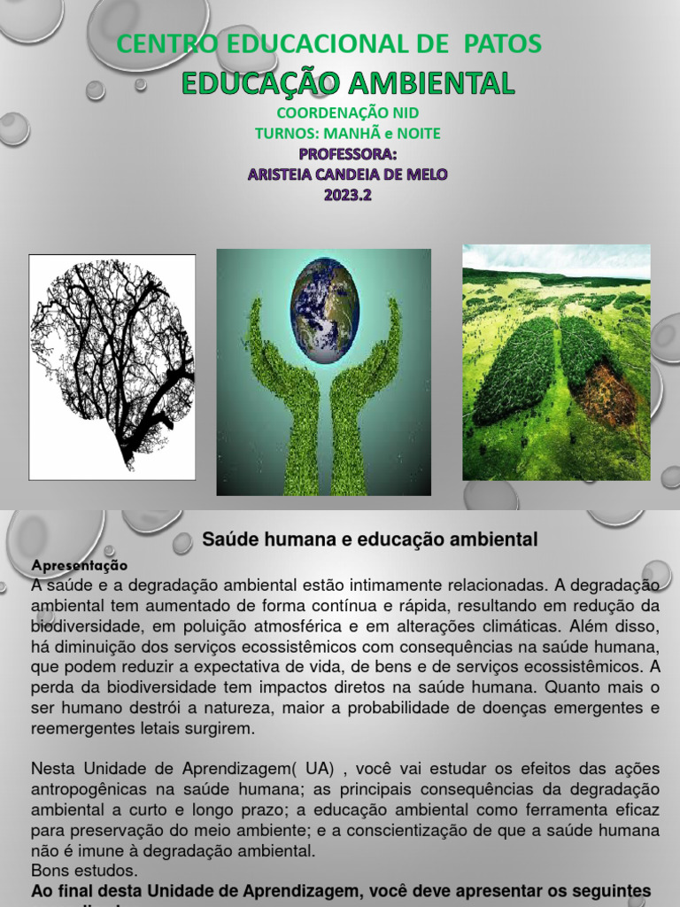Saúde e Degradação Ambiental | PDF | Ambiente natural | Humano
